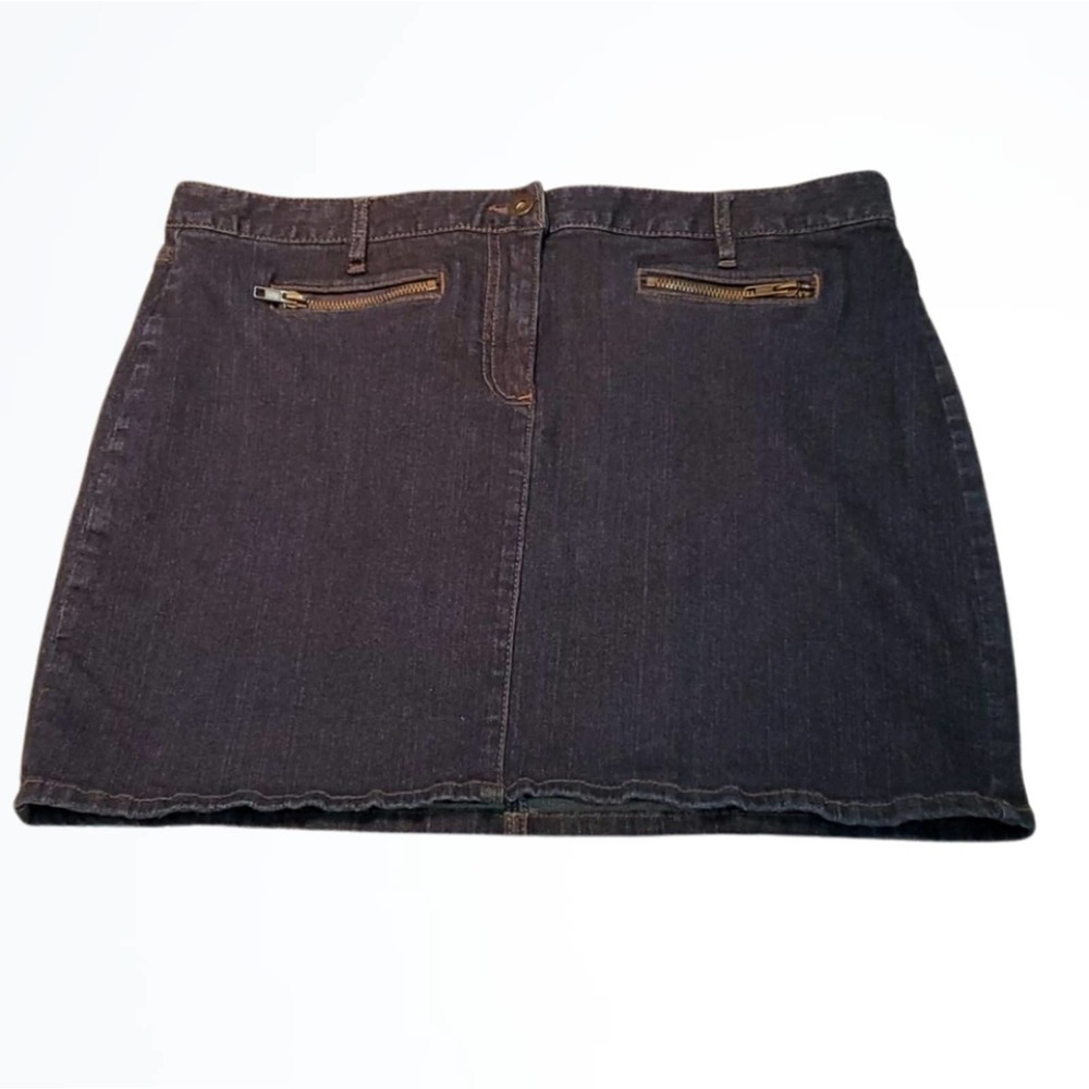 Ann Taylor Loft Mid Rise Shorter Blue Denim Jean Skirt Size 6 Waist 33 Inches